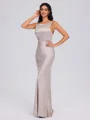 Sheath Scoop Floor-Length Silk Like Satin Bridesmaid Dress