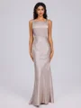 Sheath Scoop Floor-Length Silk Like Satin Bridesmaid Dress