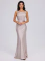 Sheath Scoop Floor-Length Silk Like Satin Bridesmaid Dress