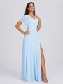 A-line Pleated Floor-Length Chiffon Convertible Bridesmaid Dress