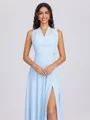 A-line Pleated Floor-Length Chiffon Convertible Bridesmaid Dress
