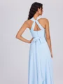 A-line Pleated Floor-Length Chiffon Convertible Bridesmaid Dress