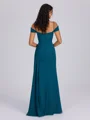 Sheath Cold Shoulder Pleated Floor-Length Chiffon Bridesmaid Dress
