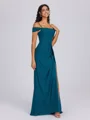 Sheath Cold Shoulder Pleated Floor-Length Chiffon Bridesmaid Dress