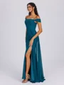 Sheath Cold Shoulder Pleated Floor-Length Chiffon Bridesmaid Dress