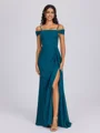 Sheath Cold Shoulder Pleated Floor-Length Chiffon Bridesmaid Dress