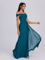 Sheath Cold Shoulder Pleated Floor-Length Chiffon Bridesmaid Dress