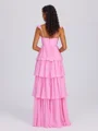 A-line Straps Cascading Ruffles Floor-Length Chiffon Bridesmaid Dress