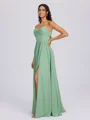 A-line V-neck Pleated Floor-Length Chiffon Bridesmaid Dress