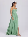 A-line V-neck Pleated Floor-Length Chiffon Bridesmaid Dress