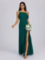 Sheath Pleated Floor-Length Chiffon Bridesmaid Dress