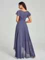 A-Line/Princess V-neck Asymmetrical Short Sleeves Chiffon Bridesmaid Dress