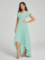 A-line/Princess Straps Asymmetrical Short Sleeves Chiffon Bridesmaid Dress