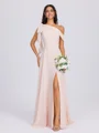 A-line Bow Floor-Length Chiffon Bridesmaid Dress