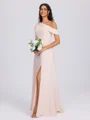 A-line Bow Floor-Length Chiffon Bridesmaid Dress
