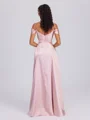 A-line Cold Shoulder Pleated Floor-Length Silk Like Satin Bridesmaid Dress
