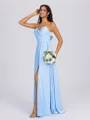 A-line V-neck Pleated Floor-Length Charmeuse Bridesmaid Dress