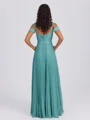 A-line Cold Shoulder Pleated Floor-Length Chiffon Bridesmaid Dress