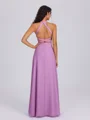 A-line Halter Floor-Length Chiffon Bridesmaid Dress