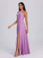 A-line Halter Floor-Length Chiffon Bridesmaid Dress