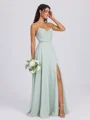A-line Spaghetti Straps Floor-Length Chiffon Bridesmaid Dress