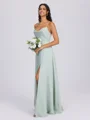 A-line Spaghetti Straps Floor-Length Chiffon Bridesmaid Dress
