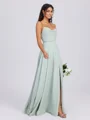 A-line Spaghetti Straps Floor-Length Chiffon Bridesmaid Dress