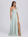 A-line Spaghetti Straps Floor-Length Chiffon Bridesmaid Dress