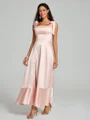 A-Line/Princess Straps Ankle-Length Sleeveless Silk like Satin Bridesmaid Dress