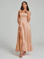 A-Line/Princess Straps Ankle-Length Sleeveless Silk like Satin Bridesmaid Dress