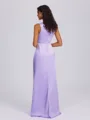 Sheath V-neck Pleated Floor-Length Silk Like Satin Bridesmaid Dress