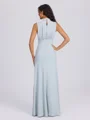Sheath High Neck Pleated Floor-Length Bridesmaid Dress