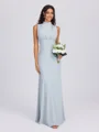Sheath High Neck Pleated Floor-Length Bridesmaid Dress