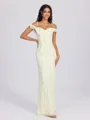 Sheath Cold Shoulder Ruffles Floor-Length Chiffon Bridesmaid Dress