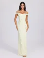 Sheath Cold Shoulder Ruffles Floor-Length Chiffon Bridesmaid Dress