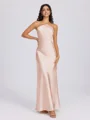 Sheath Halter Floor-Length Silk Like Satin Bridesmaid Dress