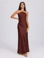 Sheath Halter Floor-Length Silk Like Satin Bridesmaid Dress
