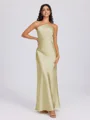 Sheath Halter Floor-Length Silk Like Satin Bridesmaid Dress
