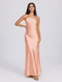 Sheath Halter Floor-Length Silk Like Satin Bridesmaid Dress
