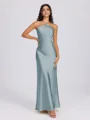 Sheath Halter Floor-Length Silk Like Satin Bridesmaid Dress