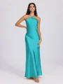 Sheath Halter Floor-Length Silk Like Satin Bridesmaid Dress