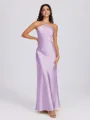 Sheath Halter Floor-Length Silk Like Satin Bridesmaid Dress