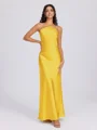 Sheath Halter Floor-Length Silk Like Satin Bridesmaid Dress