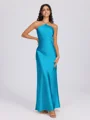 Sheath Halter Floor-Length Silk Like Satin Bridesmaid Dress