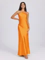 Sheath Halter Floor-Length Silk Like Satin Bridesmaid Dress