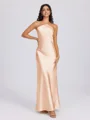 Sheath Halter Floor-Length Silk Like Satin Bridesmaid Dress