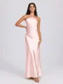Sheath Halter Floor-Length Silk Like Satin Bridesmaid Dress