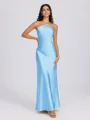 Sheath Halter Floor-Length Silk Like Satin Bridesmaid Dress