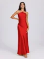 Sheath Halter Floor-Length Silk Like Satin Bridesmaid Dress
