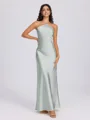 Sheath Halter Floor-Length Silk Like Satin Bridesmaid Dress